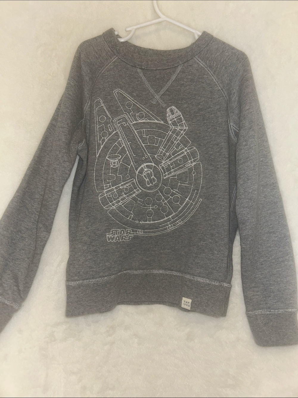 Gap KidStar Wars Heather Gray Crewneck Sweatshirt with Millennium Falcon